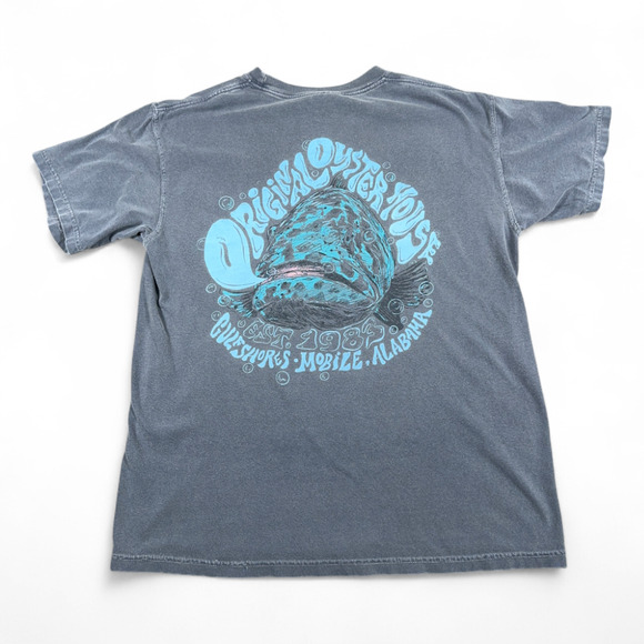 Comfort Colors Other - Original Oyster House Shirt Adult MEDIUM Blue Fish Comfort Colors Alabama Y2K